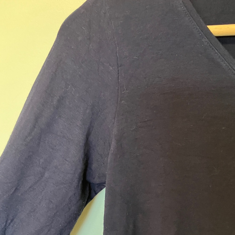 Eileen Fisher Navy V-Neck Long Sleeve Midi Dress - Picture 3 of 5